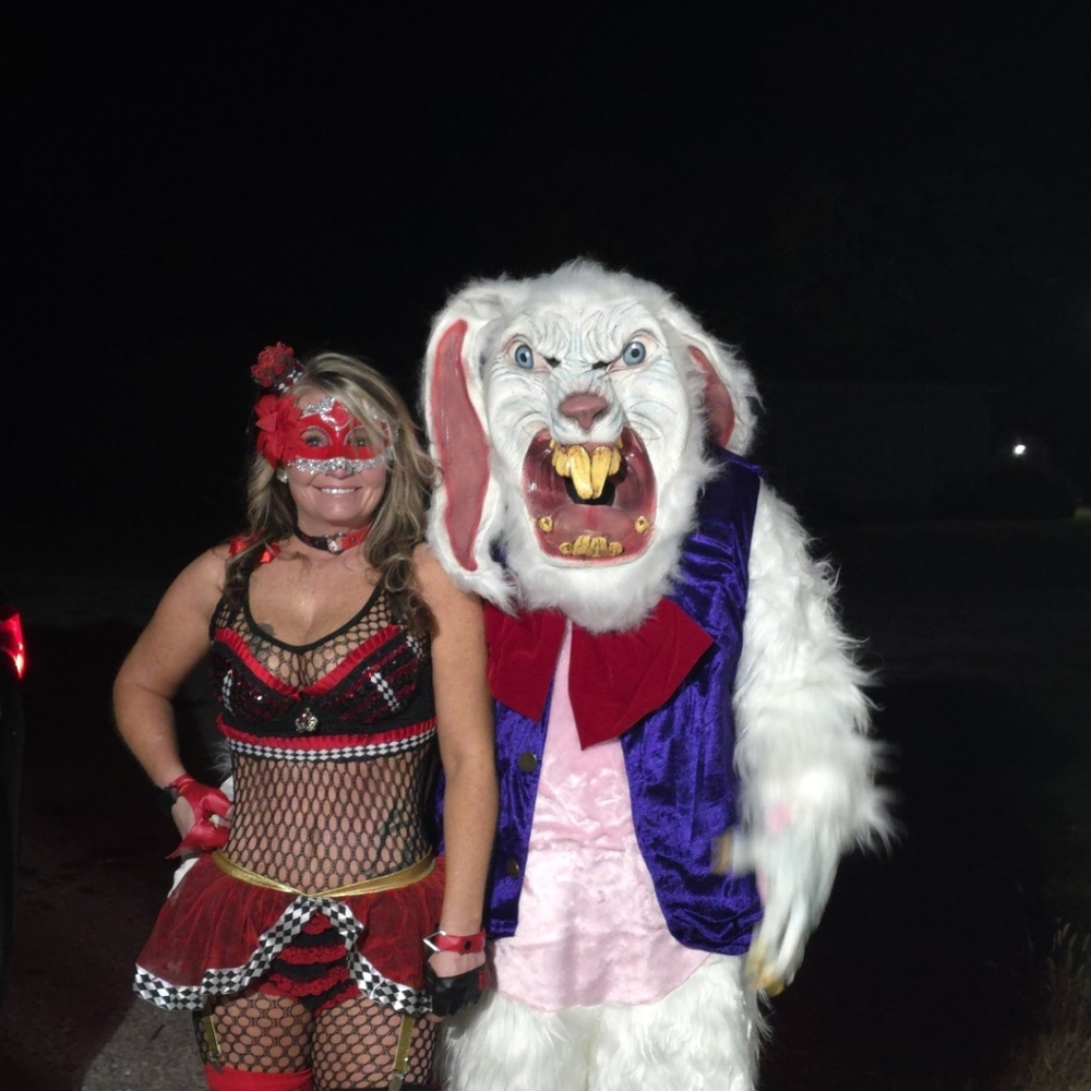 Furry Monster Adult Costume - White and Red